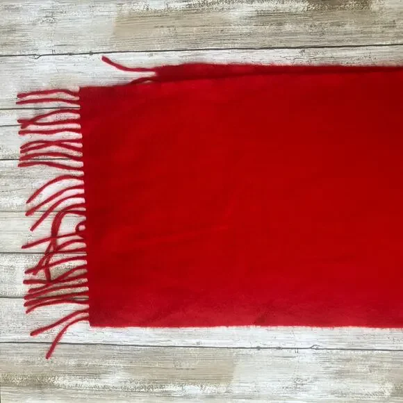 BEGG Scotland Cashmere Scarf 12” x 60” Arran Regal Red NEW Luxury Preppy
